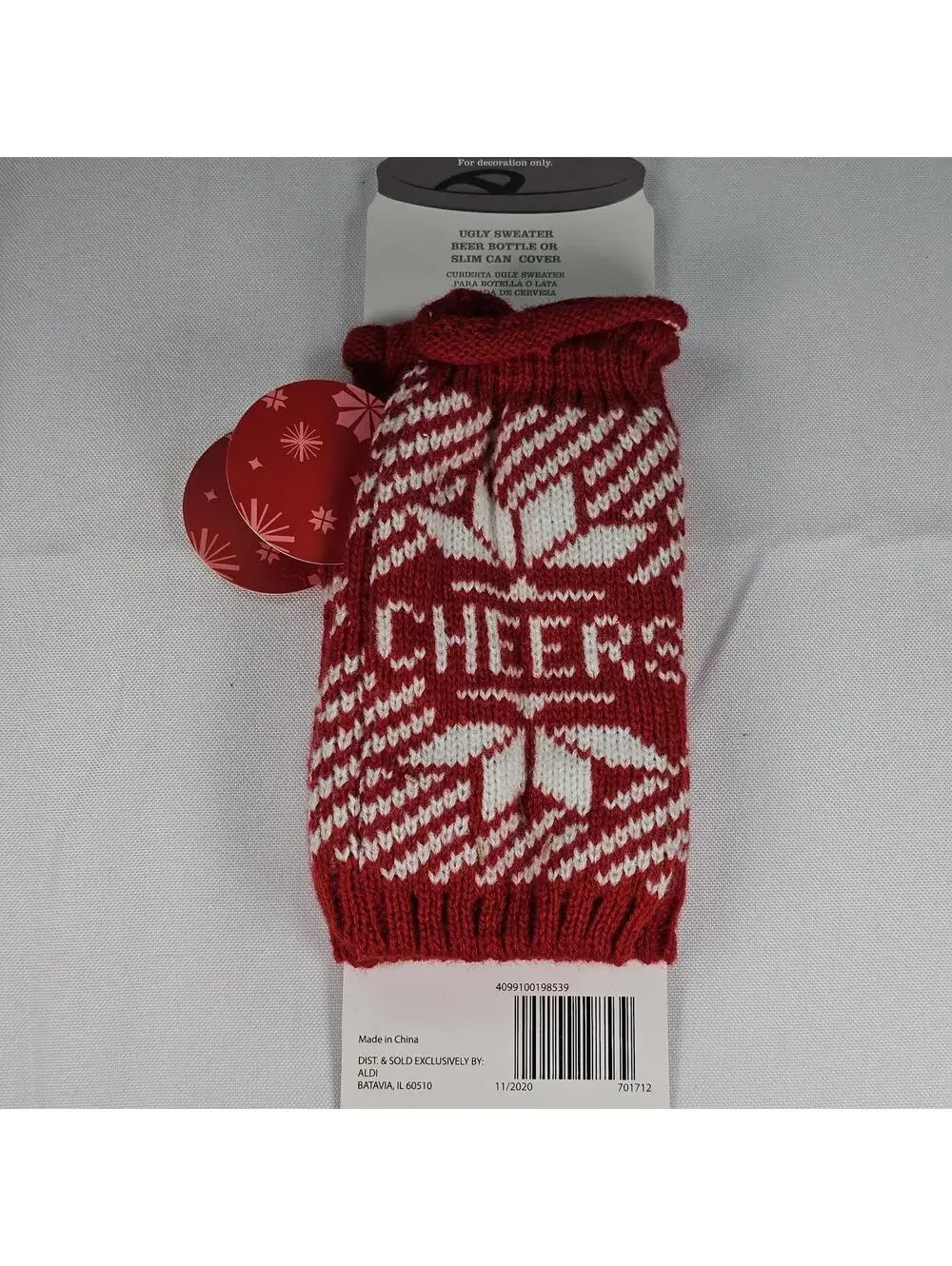 Merry Moments Ugly Sweater Bottle Can Cover NWT